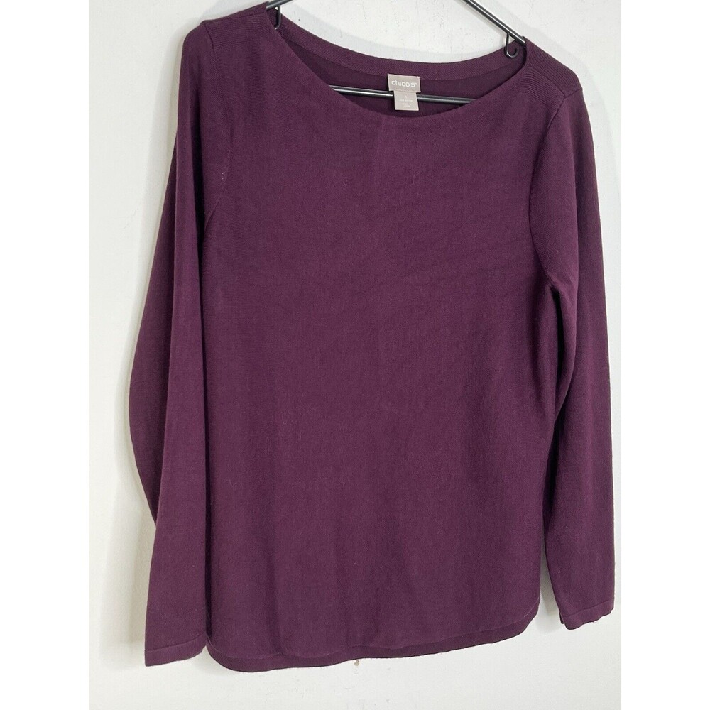 Chico's Burgundy Super Soft Lg Sleeve Sweater sz 1 M Top Blouse (11